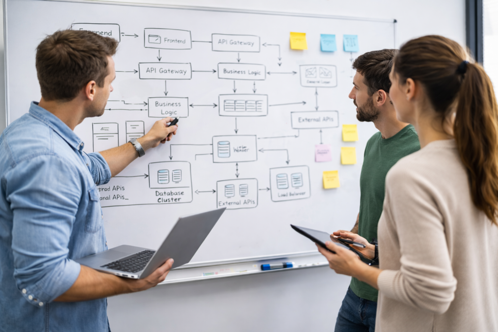 architecture Developers reviewing software architecture